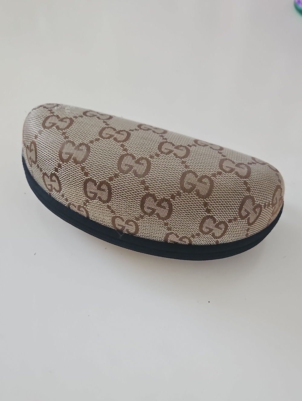 Designer-Style Brown Patterned Eyeglass Case